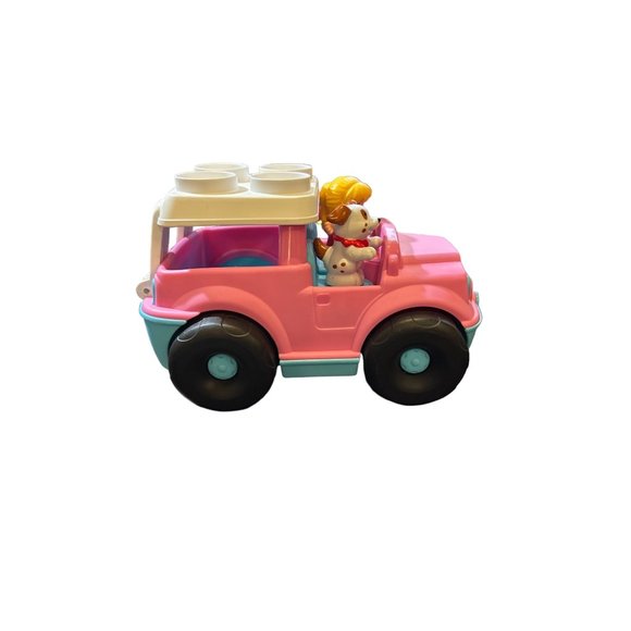 Fisher Price Little People Mattel 2010 Block Builder Pink Jeep Car Vehicle SUV - Picture 8 of 10